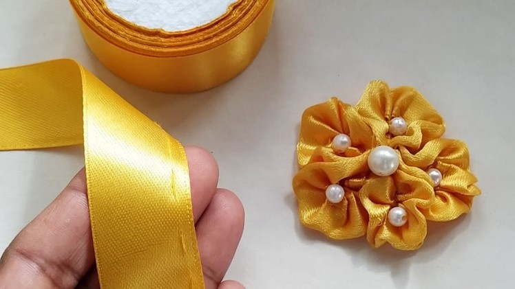 Amazing Hand Embroidery  Flower making idea with Ribbon | Easy Sewing Hack