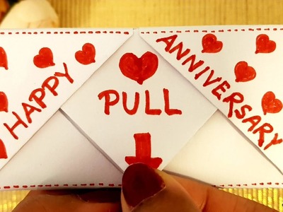 Beautiful Anniversary Card Idea.DIY-Surprise Message Card Anniversary.Pull tab origami Envelope Card