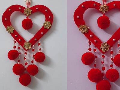 Beautiful wall hanging |❤️ Valentine's day special |#diy #craft #cardboardcraft #woolencraftidea