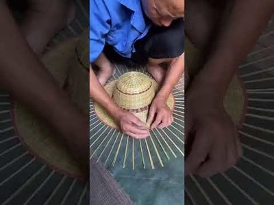 Creative Artisan Making Sun Hat From Bamboo #shorts