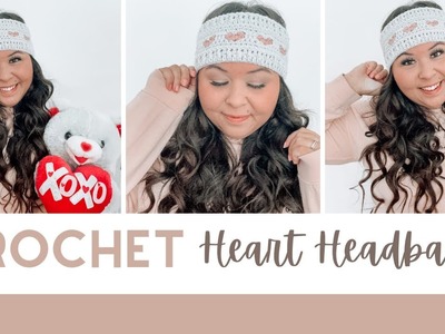 Crochet Headband Tutorial- Valentines Day Crochet Pattern- Crochet Heart Headband
