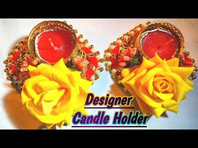 Diy Designer T-light Candle Holder.How 2 make simple & beautiful diya for home decoration.#art #diy