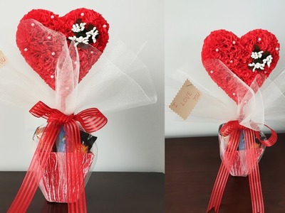 DIY VALENTINE'S DAY GIFT - Heart Shaped Gift Flower - Handmade Valentine's Day Gift