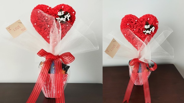 DIY VALENTINE'S DAY GIFT - Heart Shaped Gift Flower - Handmade Valentine's Day Gift