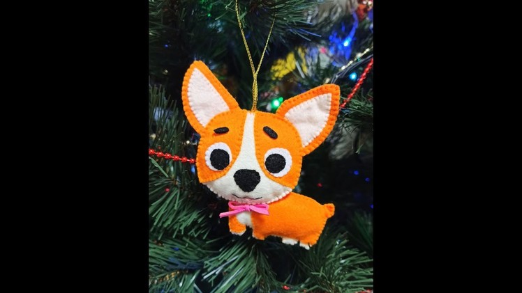 Felt ornament Cute corgi . Step by step Tutorial. Making video.  DIY #Shorts