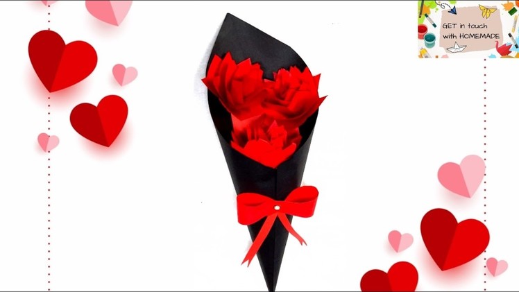 Homemade Rose Flower Bouquet for Valentine's Day | Valentine's Gift | Handmade paper rose flowers