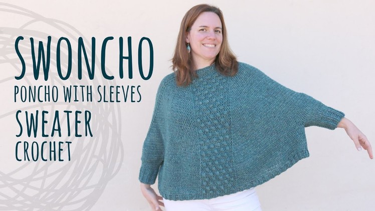 HOW TO CROCHET EASY SWONCHO | Sweater - Poncho with Sleeves | Lanas y Ovillos in English