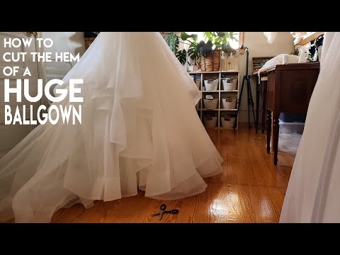 How to Cut to Hem a HUGE Ballgown!! BTS How the PROS CUT HUGE GOWNS