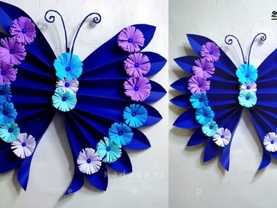 How to make beautiful butterfly. butterfly with paper flowers . easy wall hanging. a4 nirmana