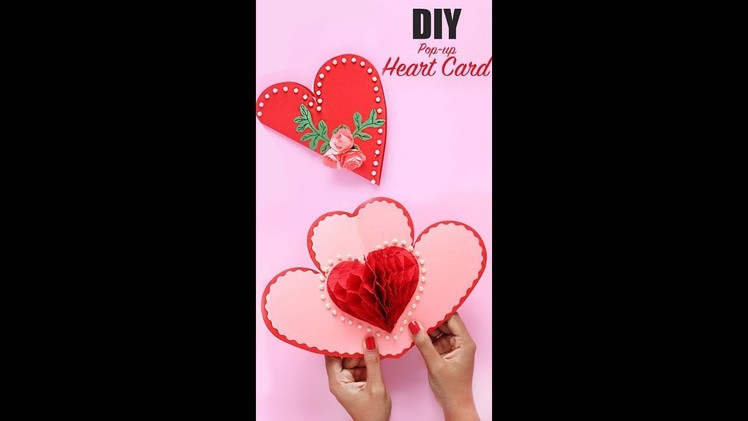 HOW TO MAKE POP UP HEART CARD | Pop up Card | 3D Heart Card  (1-minute video)