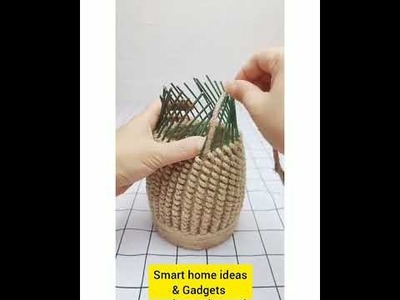 Make jute.cotton basket planter | Easy home room decor ideas 2022 | Jute craft ideas | DIY decor 15