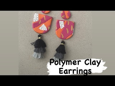 Polymer Clay Slab Earrings , quick tutorial  , polyclay , Sculpey , polymer clay tutorial