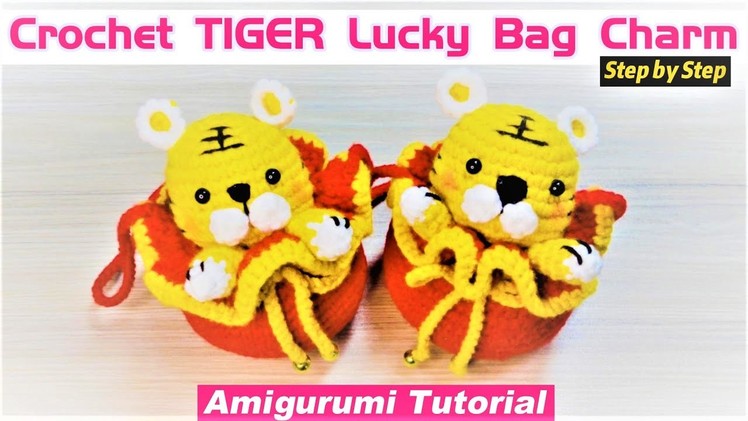 Super Easy Crochet TIGER Lucky Bag Charm - Amigurumi Tutorial | ❤️‍???? Step by Step ❤️‍????