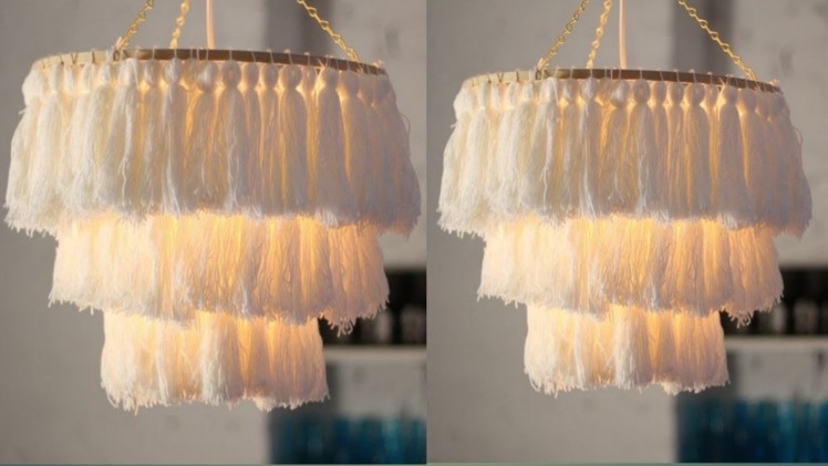 Thread light lamp | Wall hanging | Thread craft light wall | DIY craft | #lightlamp #wallhanging