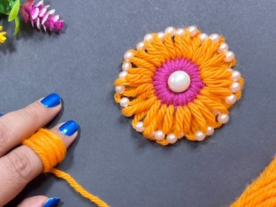 Very Easy Flower Craft Idea with Finger - Hand Embroidery Design - Amazing Trick - Sewing Hack -DIY