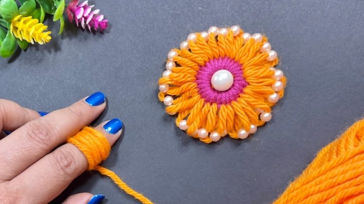 Very Easy Flower Craft Idea with Finger - Hand Embroidery Design - Amazing Trick - Sewing Hack -DIY