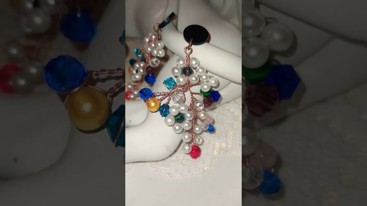 Wedding wired flower earrings #diy #handmade #pearl #crystals #earings #wired