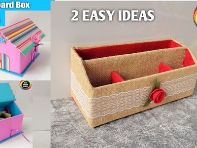 2 Small Cardboard boxes ideas. 2 Simple organizers that you can make with small Cardboard boxes
