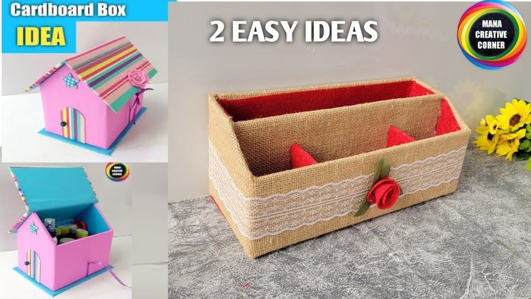 2 Small Cardboard boxes ideas. 2 Simple organizers that you can make with small Cardboard boxes