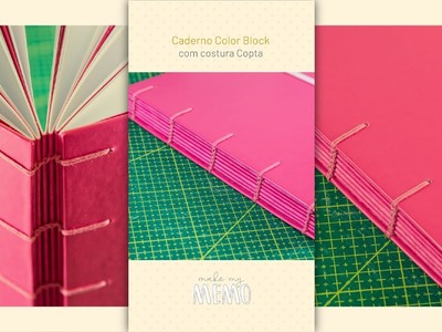 Caderno Color Block Rosa com Costura Copta #bookbinding #shorts