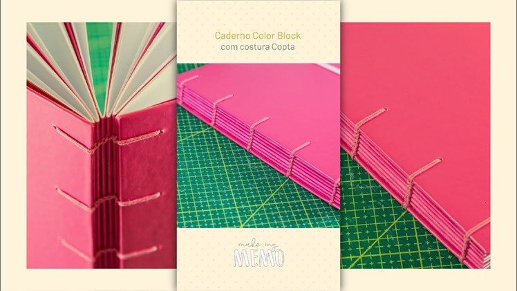 Caderno Color Block Rosa com Costura Copta #bookbinding #shorts