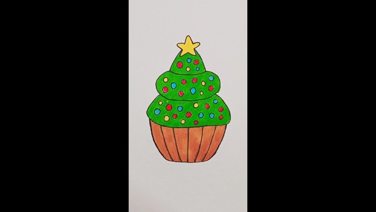 Christmas cupcake #art #sketch #drawing #painting #artwork #shorts #ytshorts #shortvideo