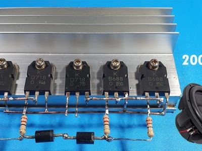 DIY Powerful Ultra Bass Amplifier  D718 &B688 Transistor , No IC , Simple circuit
