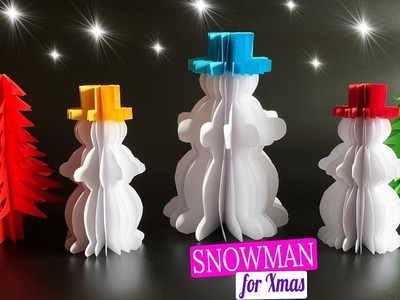 How to make 3D paper snowman [3D Paper Xmas craft]