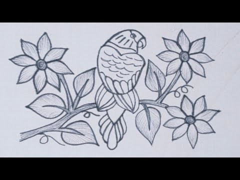 Amazing embroidery of a bird: Hand embroidery designs - Flower embroidery tutorial