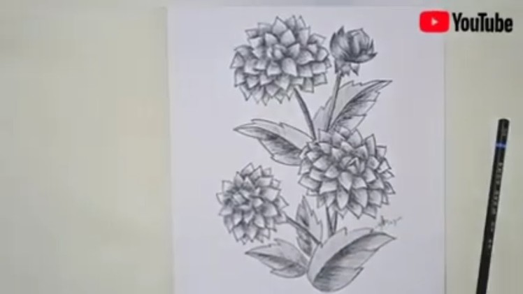 Cómo dibujar una flor a carboncillo. How to draw a charcoal flower