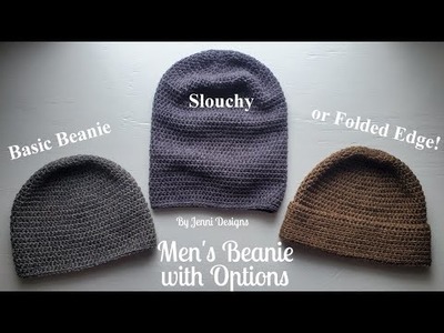 Crochet Pattern Tutorial: Men's Basic Beanie with Options