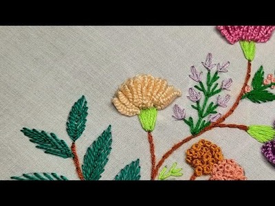 Cute & easy Brazilian hand embroidery flower tutorial |How to do cast on stitch #stitch #shorts #diy