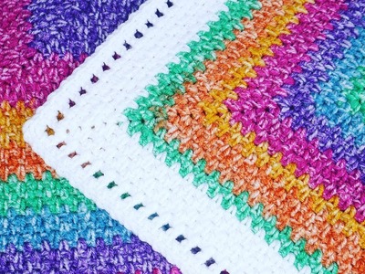 Easiest Crochet  - Peephole Border. Perfect for baby blankets. Super Simple and Beautiful!