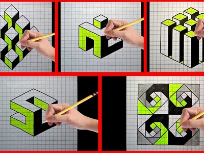 Easy Drawing Tricks on Grid Paper | 3D. Illusion. Design. Art on Grid Paper