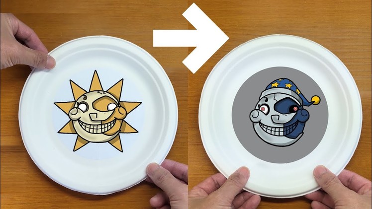 Funny Things！Sundrop & Moondrop（FNAF）Face Changer Paper Plate Craft DIY Ideas