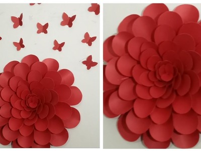 Gaint paper flower wall decor idea.room decor idea.#paper flower wall hanging