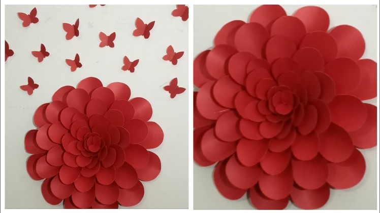 Gaint paper flower wall decor idea.room decor idea.#paper flower wall hanging