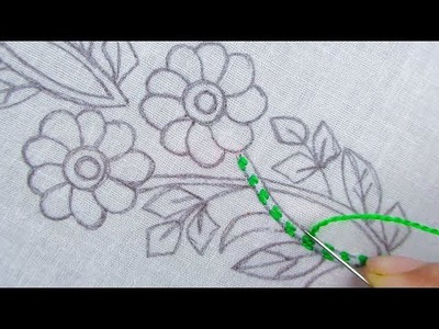 Hand embroidery amazing border line design for dress, easy hand embroidery stitches for beginner