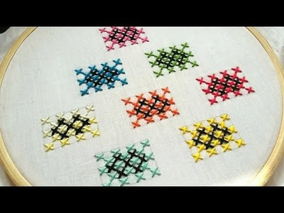 Hand embroidery design of cross stitch, very easy pattern for beginners
