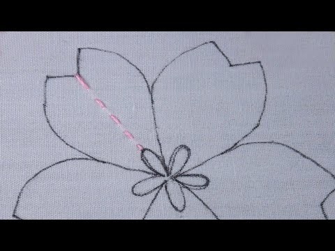 Hand embroidery easy stain stitch with very cute needle sewing flower design