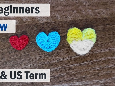 How to crochet a heart ???? HOW TO CROCHET A QUICK & EASY SMALL HEART APPLIQUE FOR BEGINNERS ????????