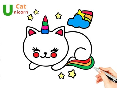 How to Draw a Unicorn Cat???? |  Cat Unicorn with Drawing for Kids | Draw Easy Cat |Art Gallery