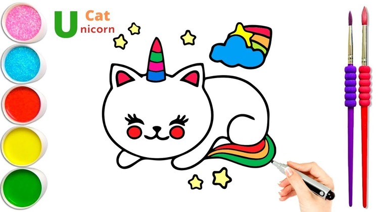 How to Draw a Unicorn Cat???? |  Cat Unicorn with Drawing for Kids | Draw Easy Cat |Art Gallery