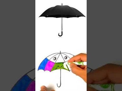 How to draw and color UMBRELLA from letter A in 4 Easy Steps #shorts
