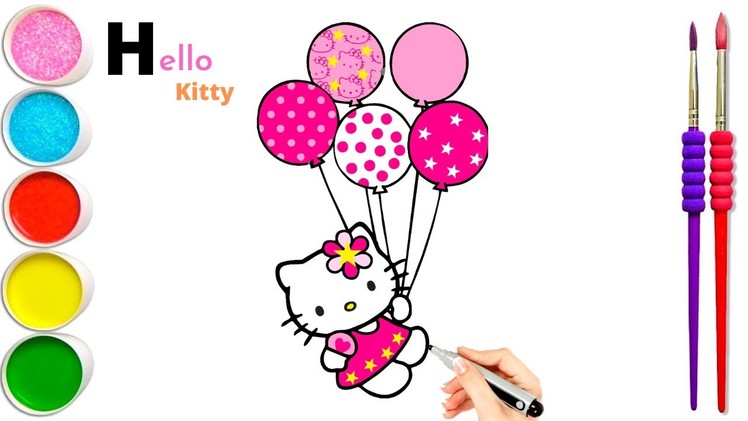 How to Draw Hello Kitty Balloons????????| Balloons Drawing for Kids | Draw Hello Kitty | Art Gallery