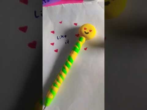 How to make emoji pen with Clay ????????#youtubeshorts #diy #clay