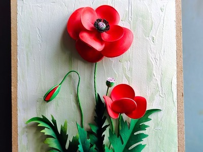 How To Make Paper Quilling Flowers ||DIY Paper Quilling Wall Decor ||Quilling Poppy