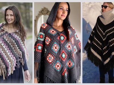 Most Gorgeous and flawless Crochet #Poncho.Stylish & cozy #poncho for winter wearing #crochetponcho