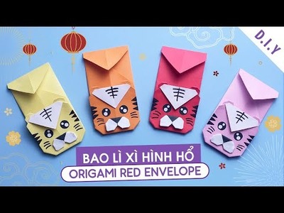 Origami for the Year of the Tiger. Tiger Envelope step by step Tutorial. Origami Red Envelope