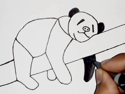 Panda draw very simple and easy || How to draw a panda || Marker pen #shorts